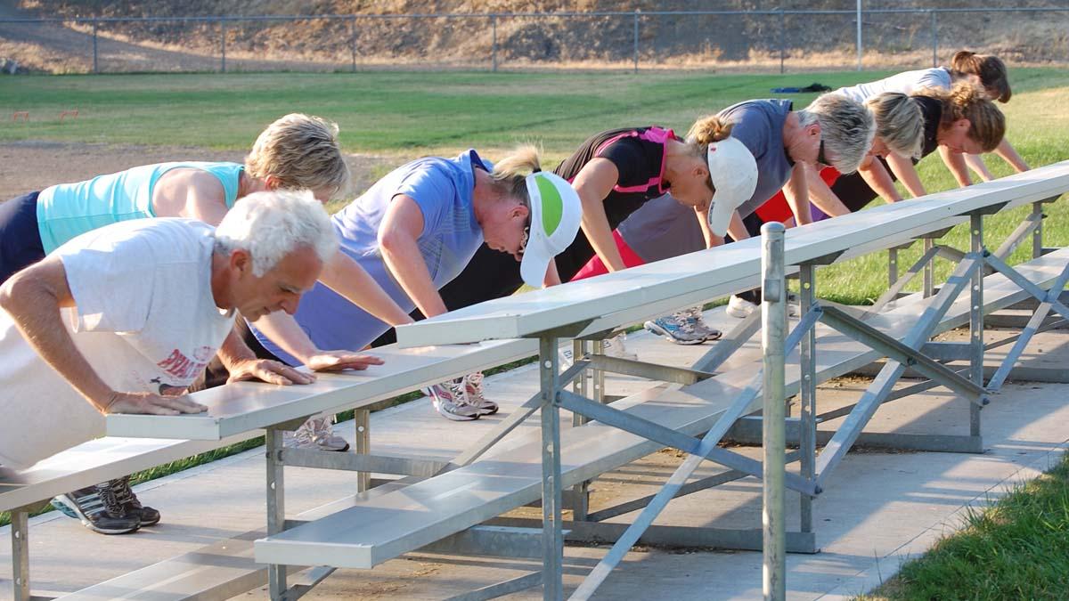 doing push up on bleachers